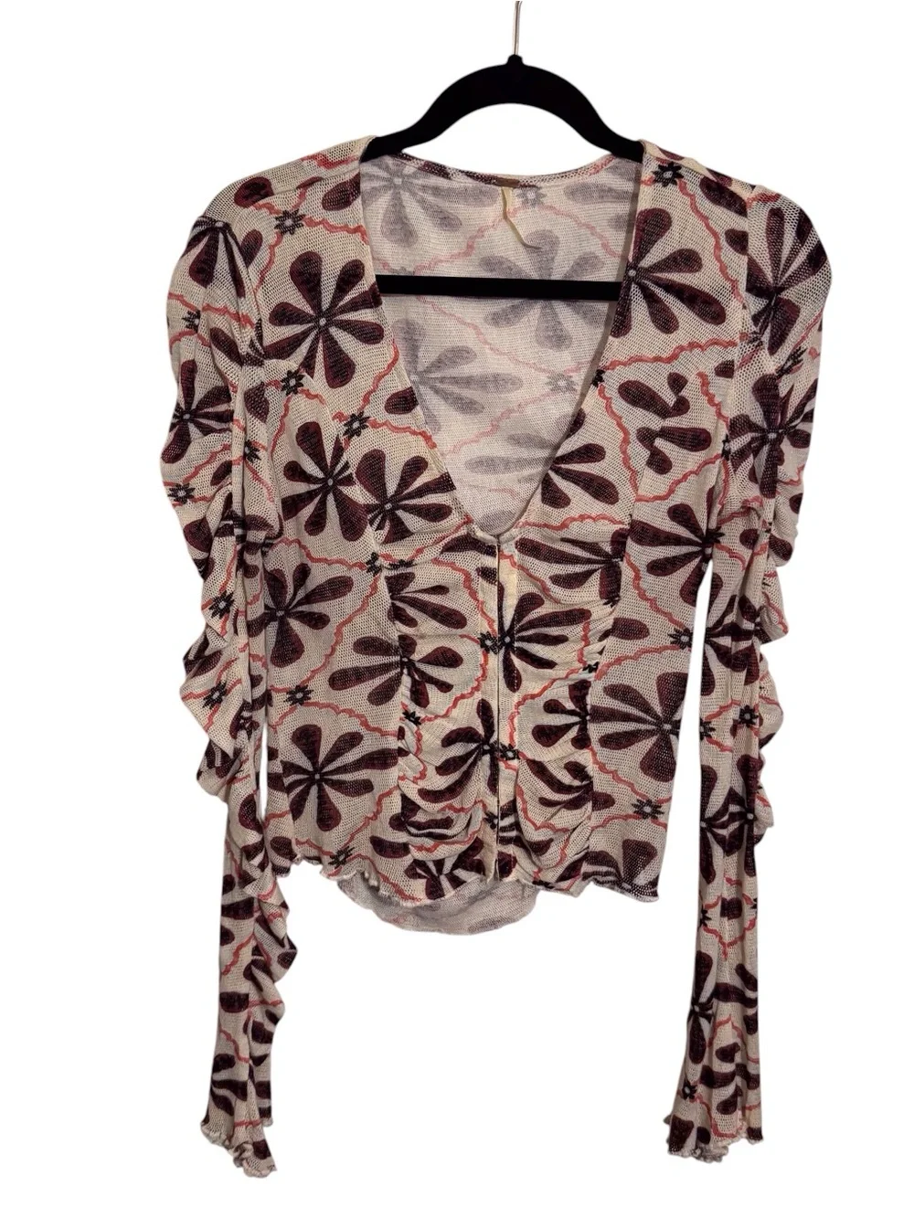 ❌❌❌❌❌❌❌Free People Size Medium Through The Meadow Top Floral Blouse Boho Western